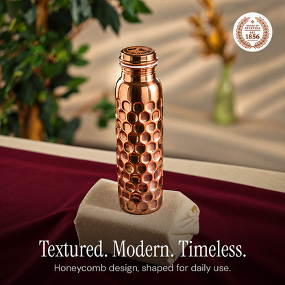 Special Edition Diamond-Cut Honeycomb Copper Water Bottle | Textured Anti-Slip Grip [ Preorder ]