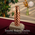 Special Edition Diamond-Cut Honeycomb Copper Water Bottle | Textured Anti-Slip Grip