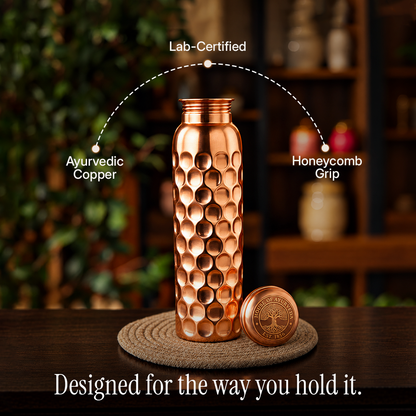 Special Edition Diamond-Cut Honeycomb Copper Water Bottle | Textured Anti-Slip Grip [ Preorder ]