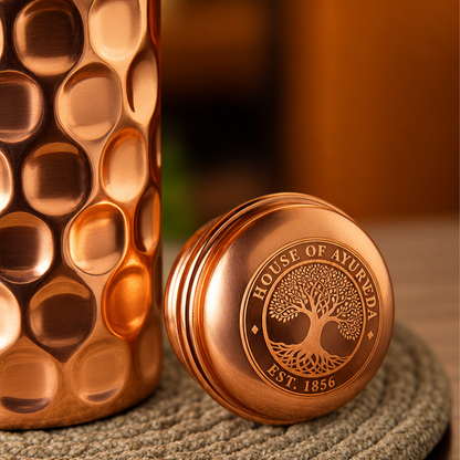 Special Edition Diamond-Cut Honeycomb Copper Water Bottle | Textured Anti-Slip Grip