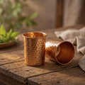 Artisan Hammered Copper Glass Set